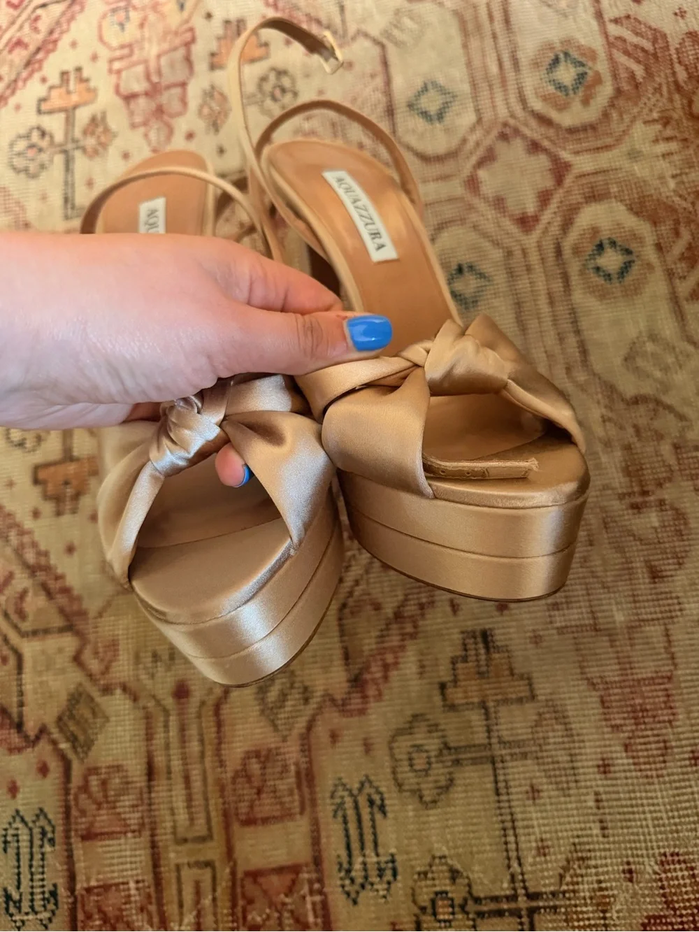 LIKE NEW Aquazzura Cupid 130 Plateau Sandal in Warm Nude size 39